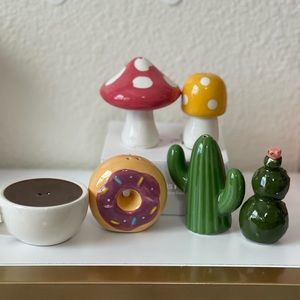 Target bullseye salt and pepper shakers cactus/mushroom/ donut